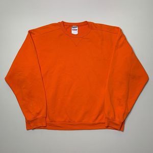 Vintage Jerzees Crewneck Sweatshirt Mens Orange Blank Premium Fit Size XL